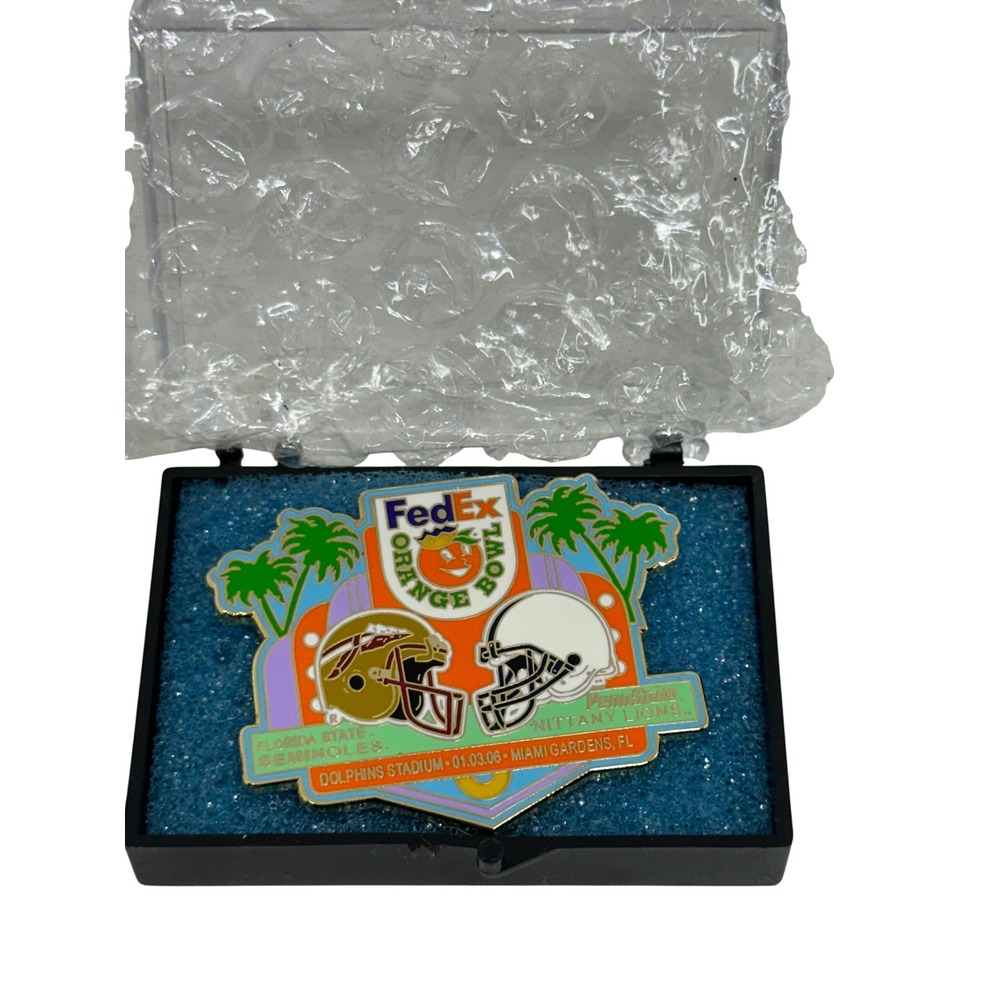 VTG 2006 FedEx Orange Bowl Pin Florida State vs Penn State Dolphins Stadium Gold